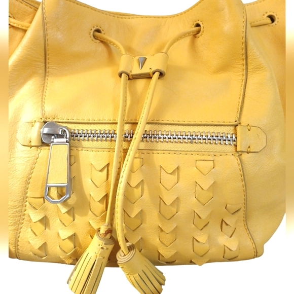 Rafé New York Yellow Leather Shoulder Bag Crossbody Purse - Picture 3 of 14